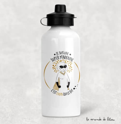 Gourde personnalisée Marraine Super héros
