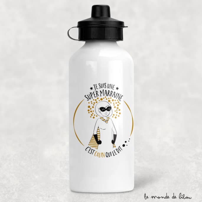 Gourde personnalisée Marraine Super héros