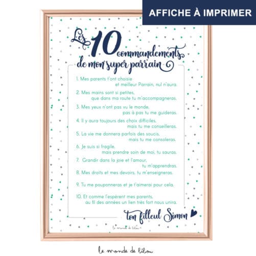 Affiche Les 10 commandements parrain imprimable