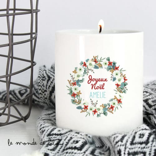 Bougie de Noël Couronne de fleurs