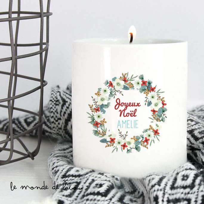 Bougie de Noël Couronne de fleurs