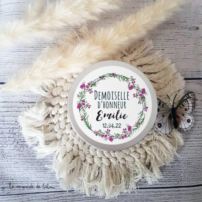 Bougie personnalisée Demoiselle d'honneur