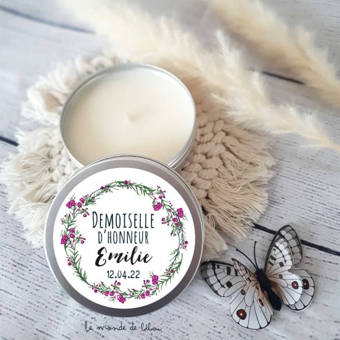 Bougie personnalisée Demoiselle d'honneur