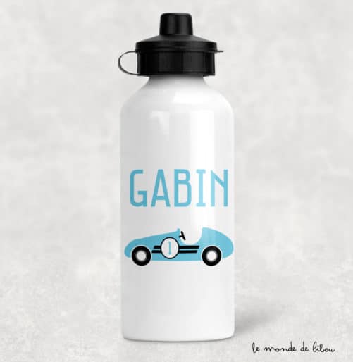 Gourde enfant personnalisée Voiture bleue
