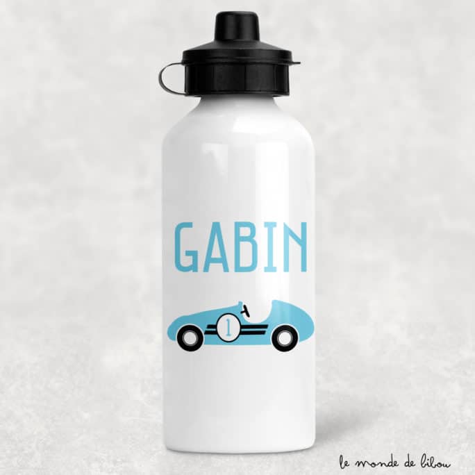Gourde enfant personnalisée Voiture bleue