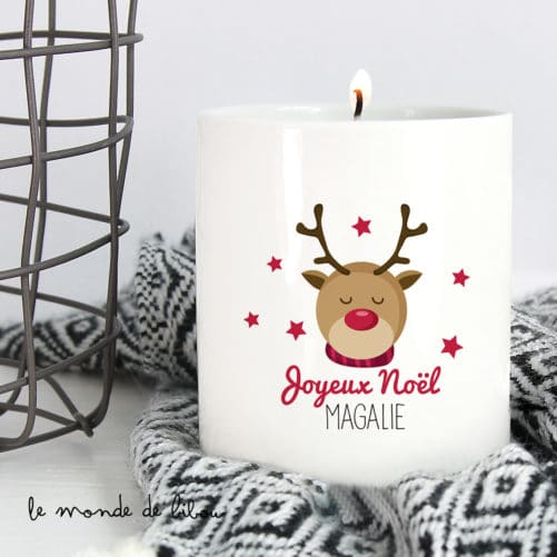 Bougie personnalisée Renne de Noël