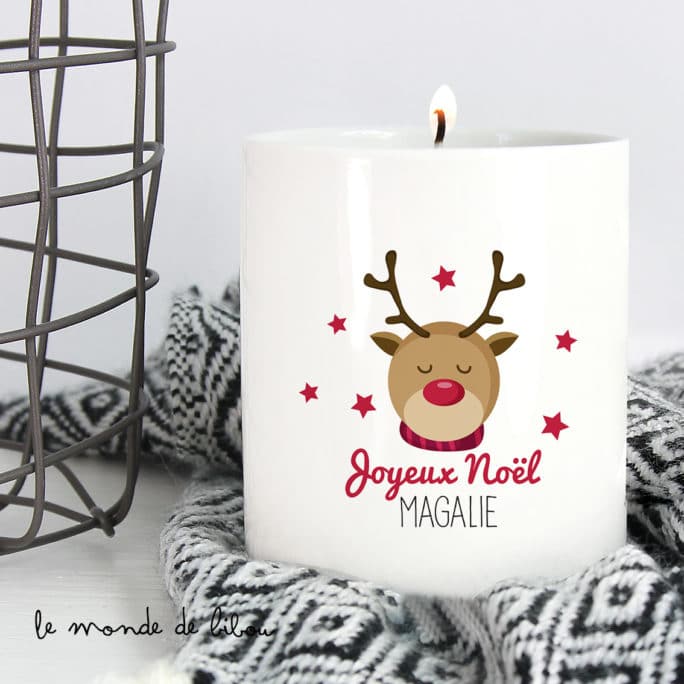 Bougie personnalisée Renne de Noël