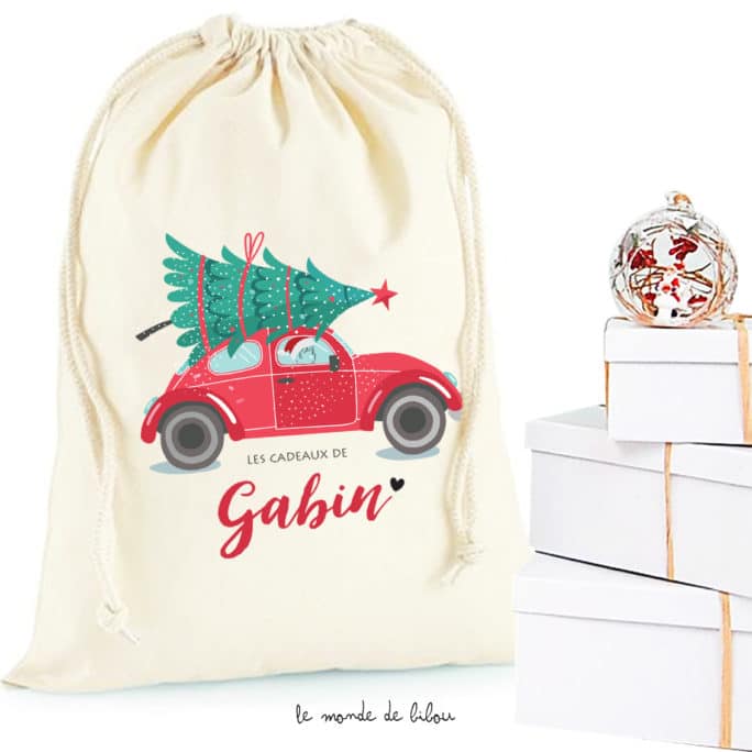 Sac hotte de Noël personnalisée taille M