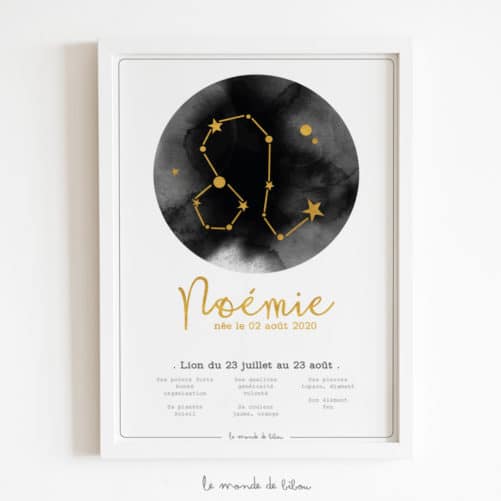 Affiche Prénom Zodiaque Lion
