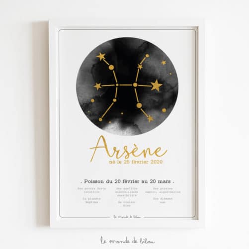 Affiche Prénom Zodiaque Poisson
