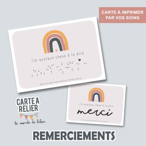 Carte à relier Remerciement à imprimer