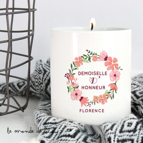 Bougie personnalisée Demoiselle d'honneur