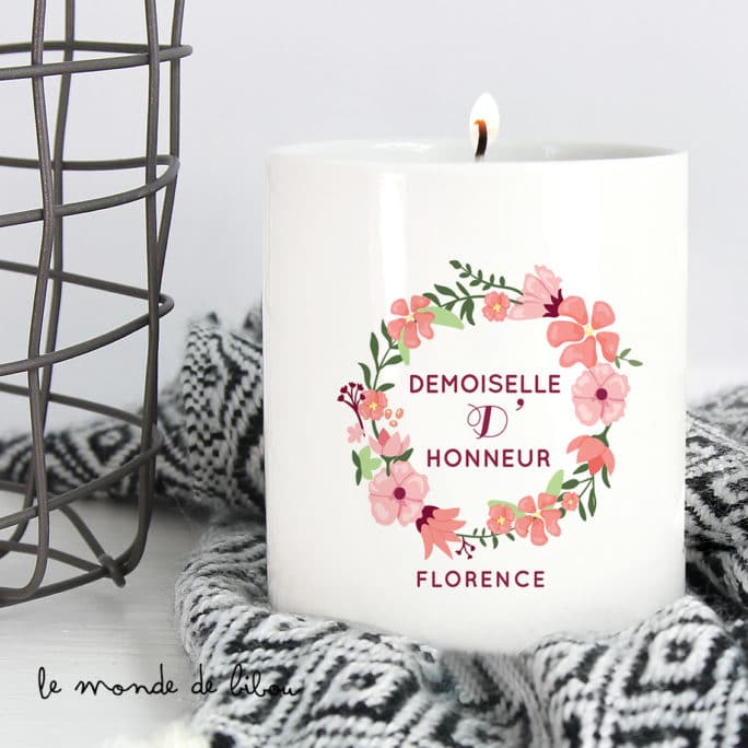 Bougie personnalisée Demoiselle d'honneur