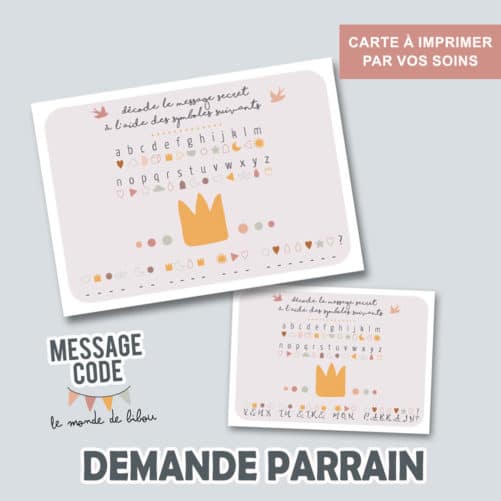 Carte message codé Parrain à imprimer