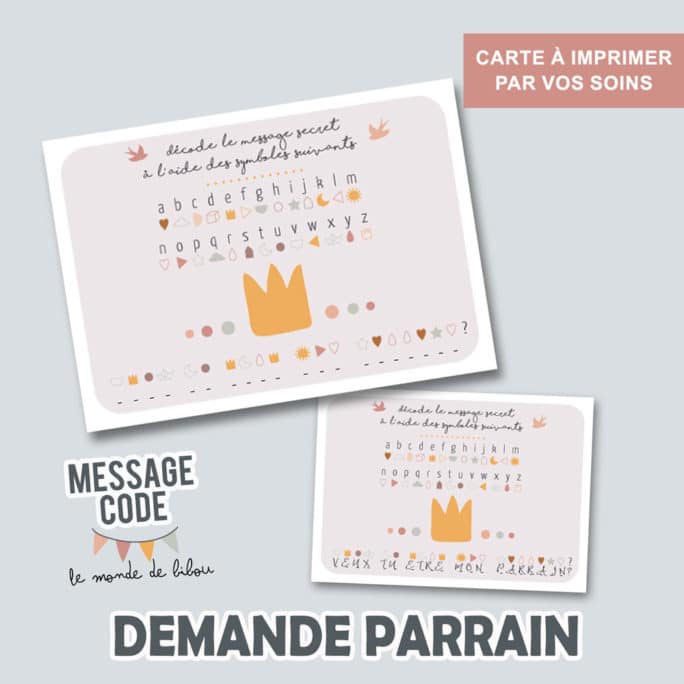 Carte message codé Parrain à imprimer