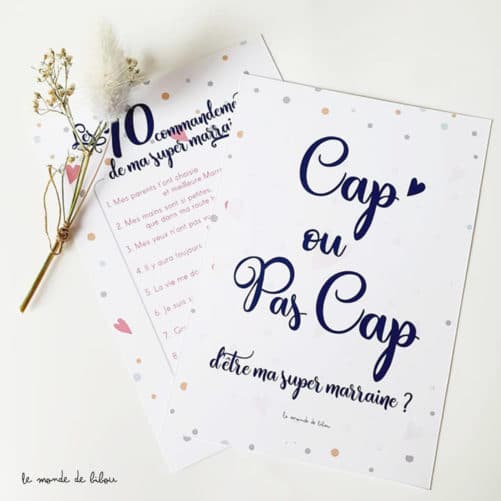 Jeu numérique Cap ou pas cap Marraine à imprimer