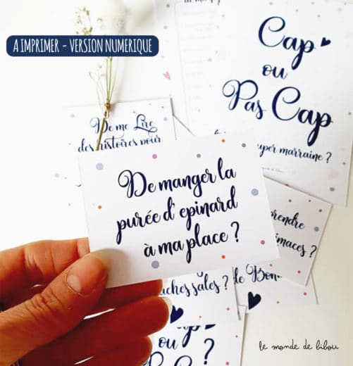 Jeu numérique Cap ou pas cap Marraine à imprimer