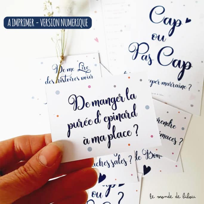 Jeu numérique Cap ou pas cap Marraine à imprimer