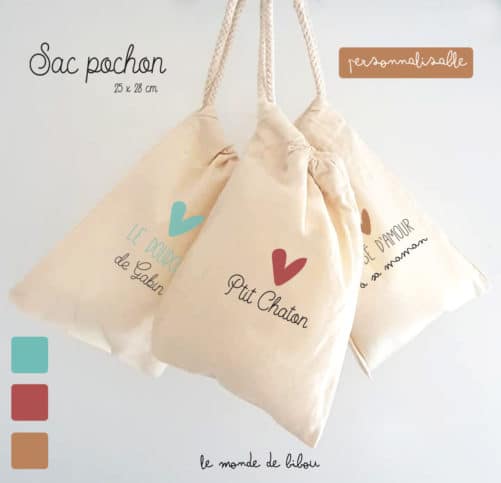 Sac rangement Petit cœur personnalisable