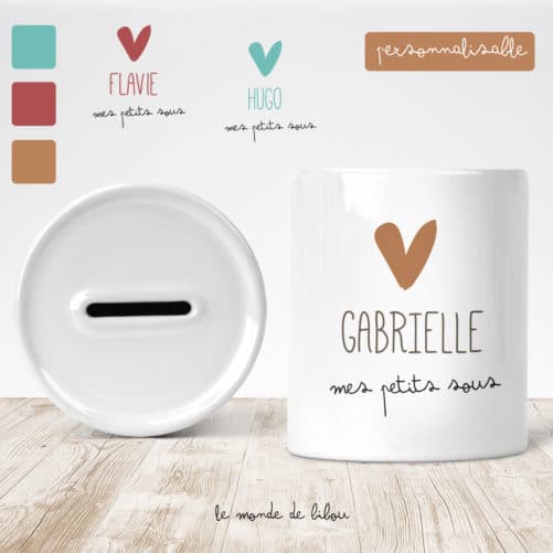 Tirelire Petit cœur personnalisable