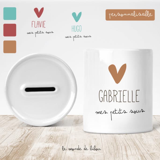 Tirelire Petit cœur personnalisable