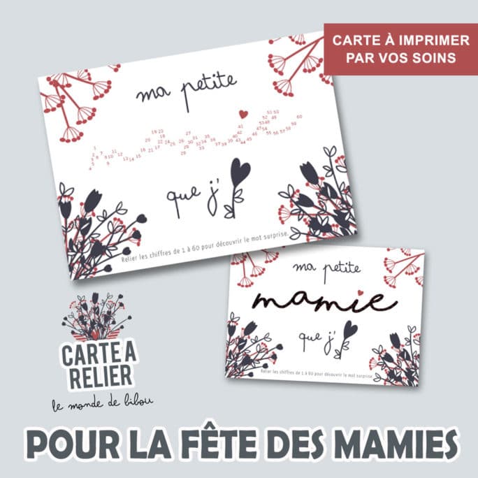 Carte à relier mamie à imprimer
