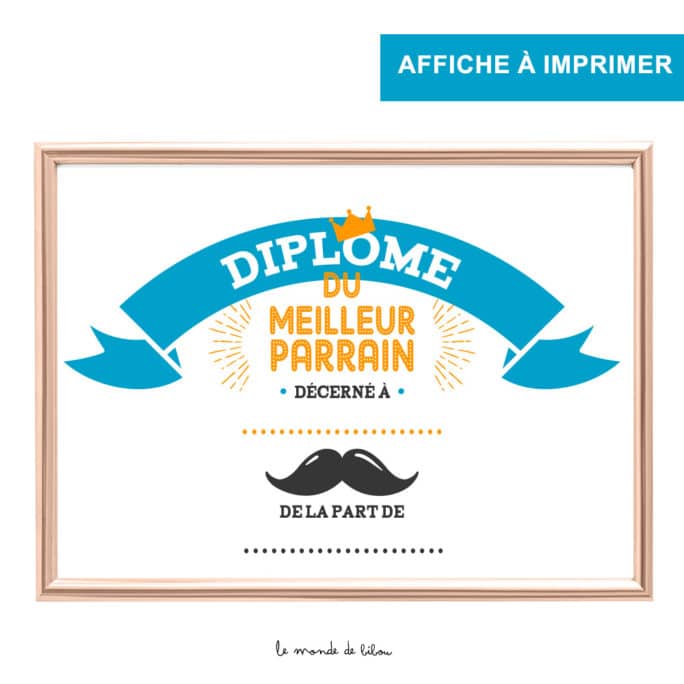 Diplôme du Meilleur Parrain numérique à imprimer