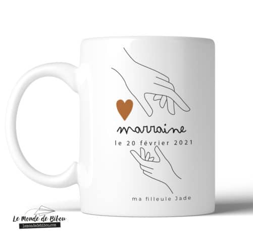 Mug personnalisable Marraine Mains sur le cœur