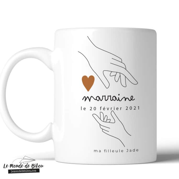 Mug personnalisable Marraine Mains sur le cœur
