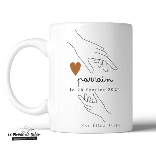 Mug personnalisable Parrain Mains sur le cœur