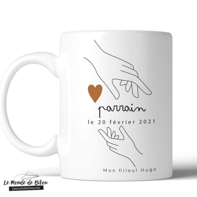 Mug personnalisable Parrain Mains sur le cœur