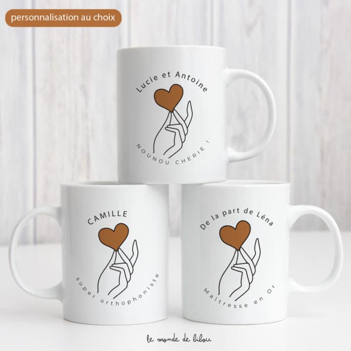 Mug remerciement Main sur le cœur