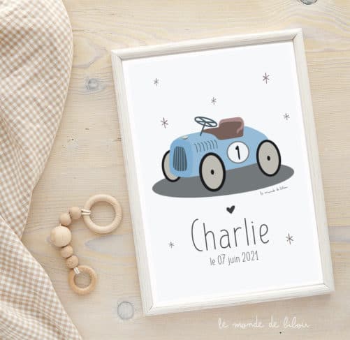Affiche Prénom Voiture retro
