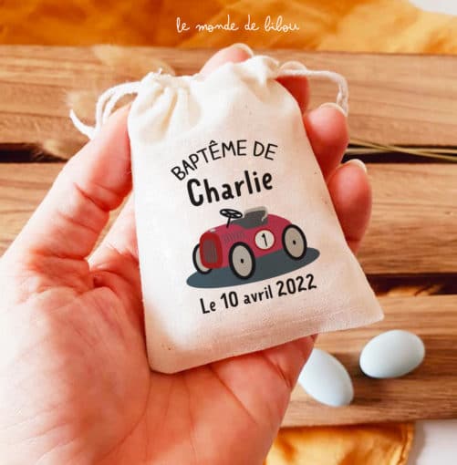 Sac ballotin dragées Voiture retro