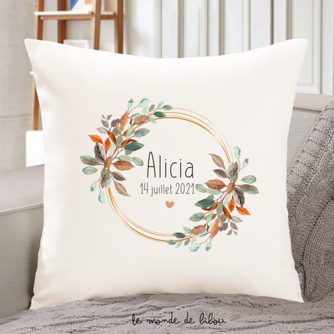 Coussin personnalisé Couronne de fleurs