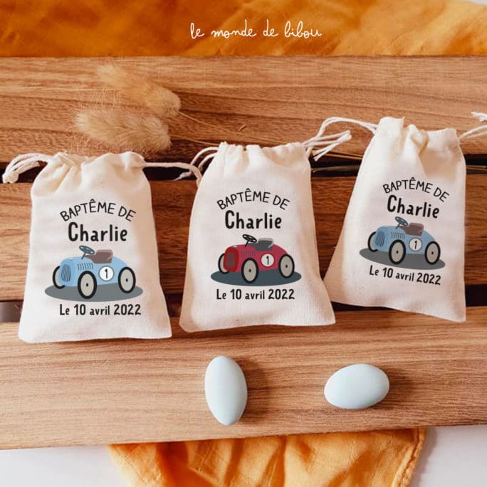 Sac ballotin dragées Voiture retro