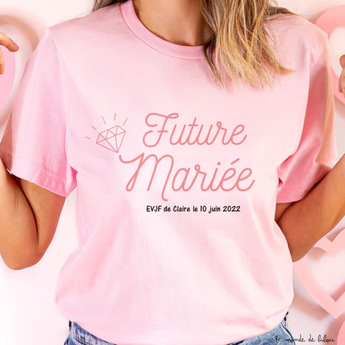 T-shirt rose Future mariée diamant