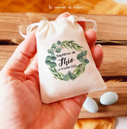 Sac ballotin dragées Couronne d'Eucalyptus