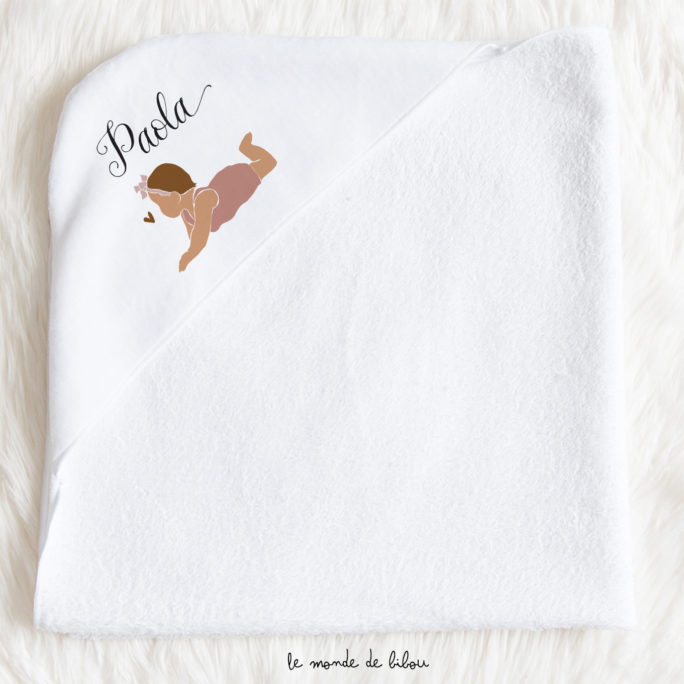 Cape de bain pour bébé illustration fille