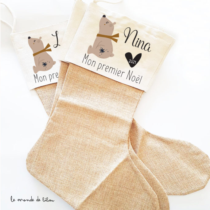 Chaussette Mon 1er Noël personnalisée