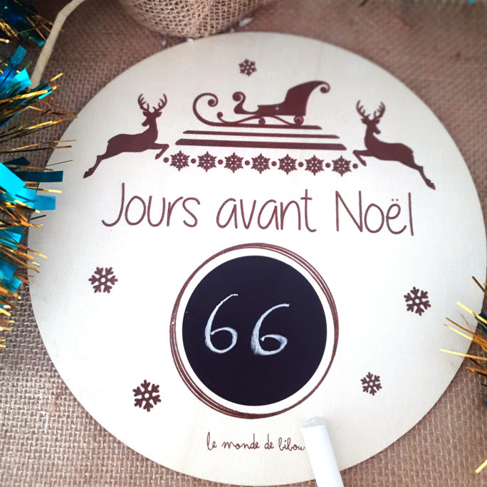Plaque en bois Décompte de Noël