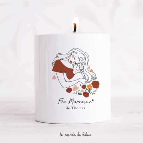Bougie Fée marraine personnalisée