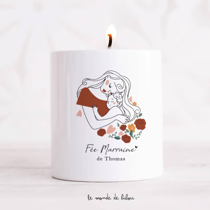 Bougie Fée marraine personnalisée