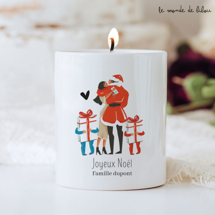 Bougie de Noël personnalisée Famille