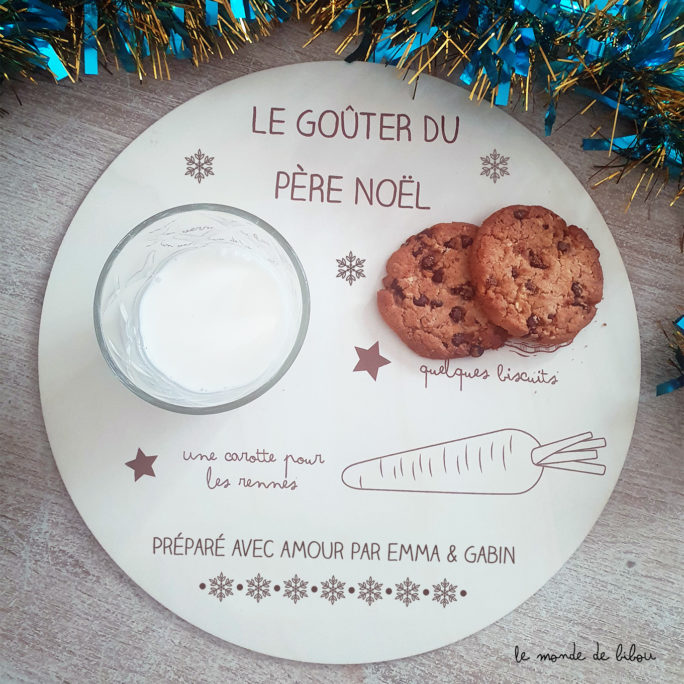Plateau goûter du Père Noël personnalisé
