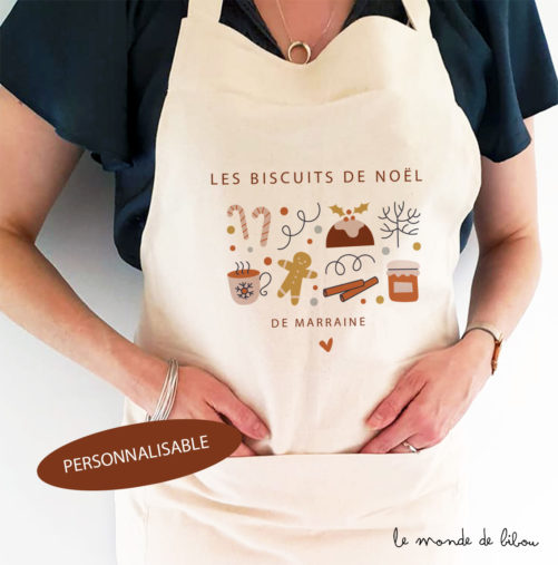 Tablier biscuits de Noël personnalisé