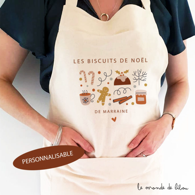 Tablier biscuits de Noël personnalisé