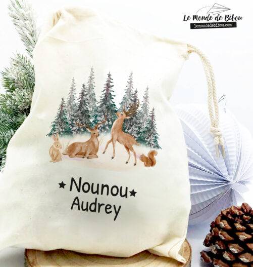 Hotte à cadeaux Cerfs de Noël taille S