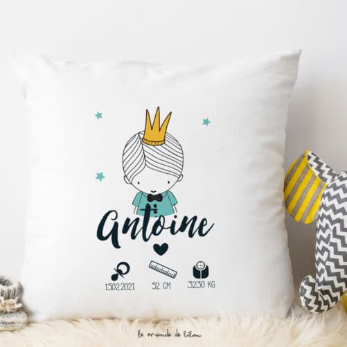 Coussin de naissance prince