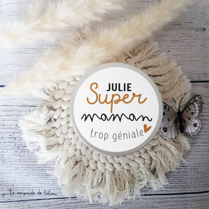 Bougie personnalisée Super Maman